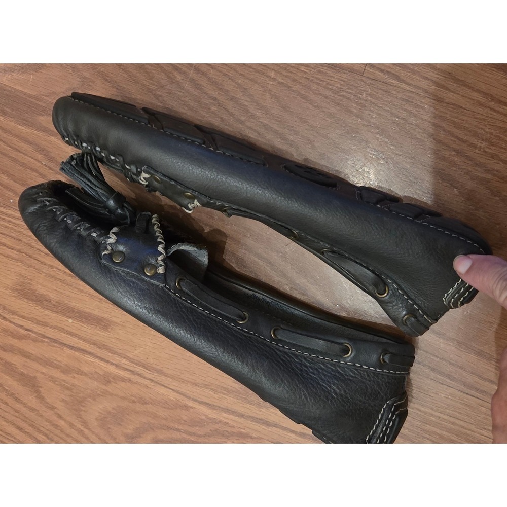 Patricia Nash Womens Black Italian Leather Tassel Driving Loafers Moccasins 8.5